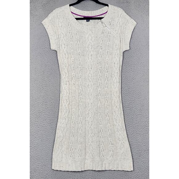 TOMMY HILFIGER Sweater Dress Womens Medium Beige Oatmeal Cable Knit Wool Angora - Picture 1 of 12